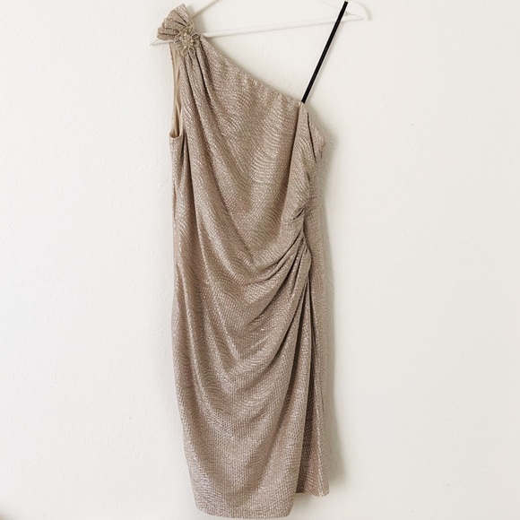 David Meister One Shoulder Matelassé Sheath Dress - Picture 3 of 11